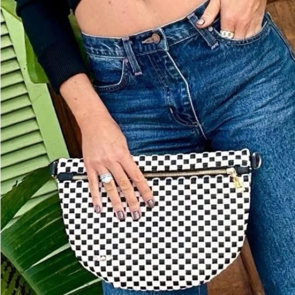 Checkered Black & White Clutch/Crossbody - Picture 1 of 3